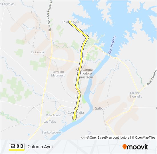 8 B Bus Line Map