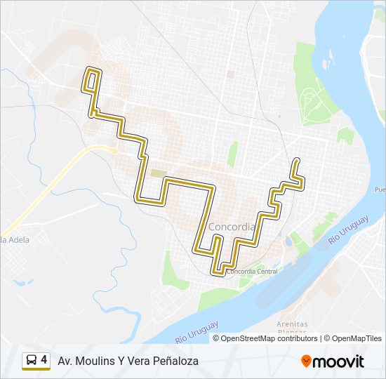 Mapa de 4 de autobús