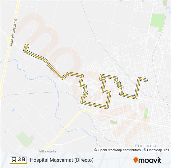 Mapa de 3 B de autobús