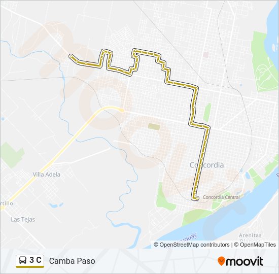 Mapa de 3 C de autobús