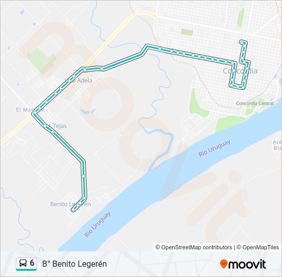 Mapa de 6 de autobús