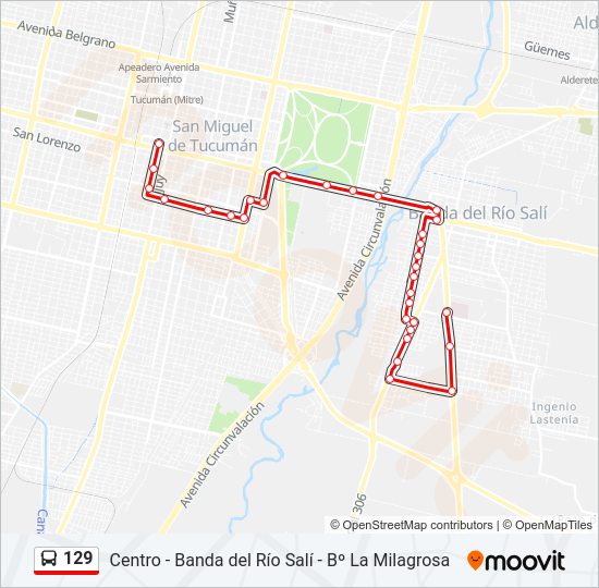 Mapa de 129 de autobús
