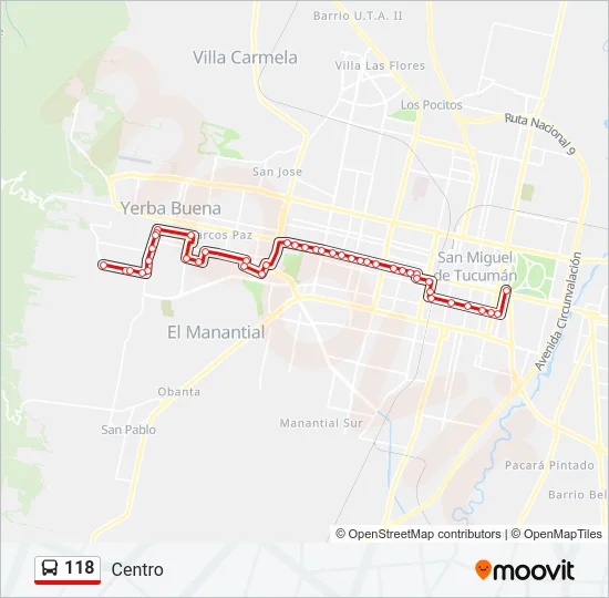 118 Bus Line Map