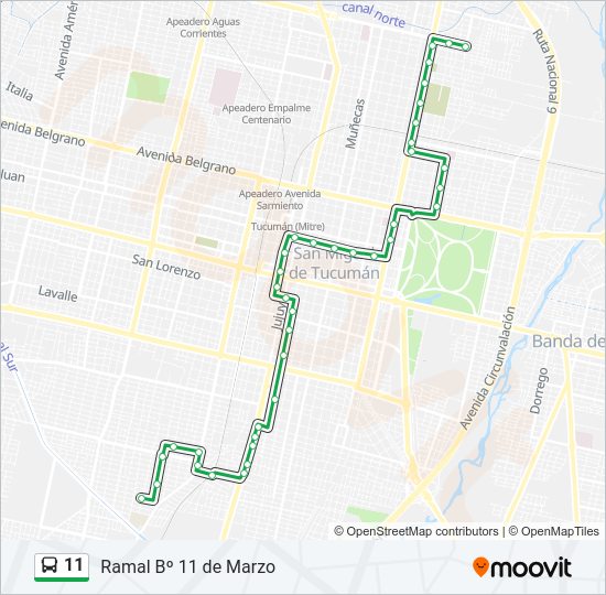 Mapa de 11 de autobús