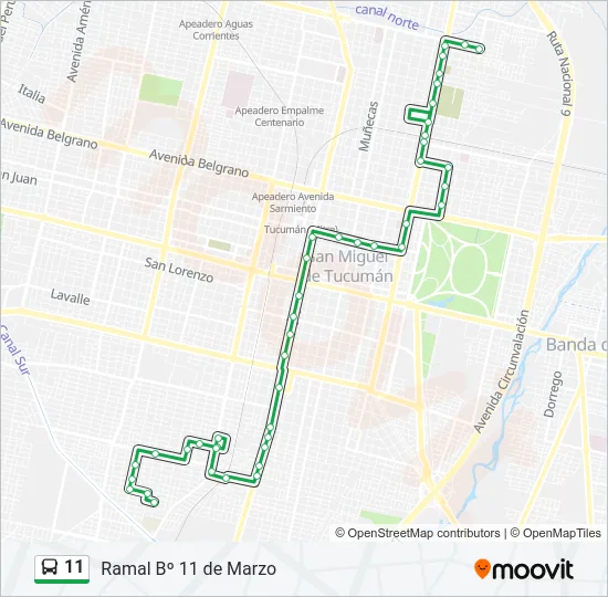 11 Bus Line Map