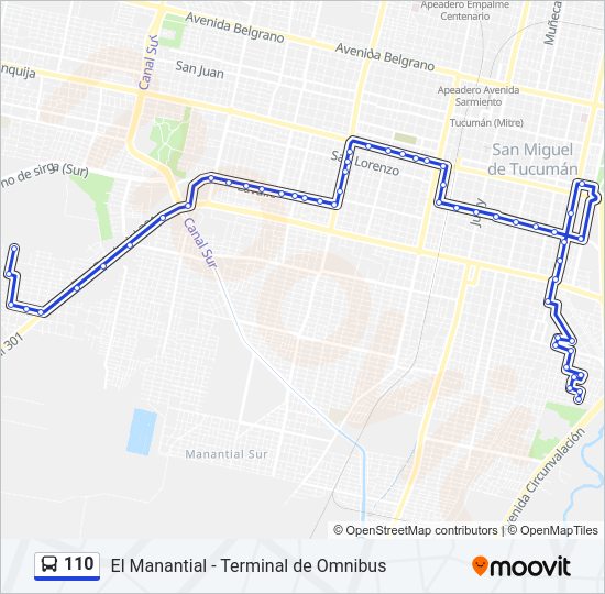 Mapa de 110 de autobús