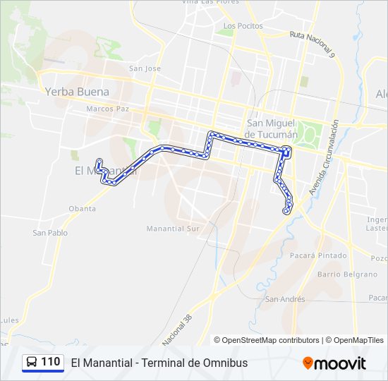 Mapa de 110 de autobús