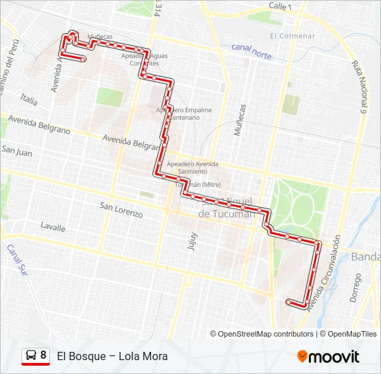 8 Bus Line Map