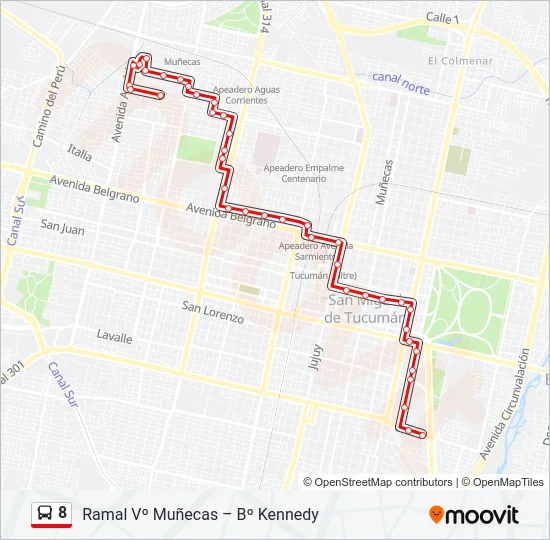 8 Bus Line Map