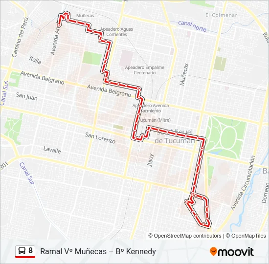 8 Bus Line Map