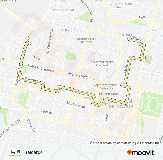 5 Bus Line Map