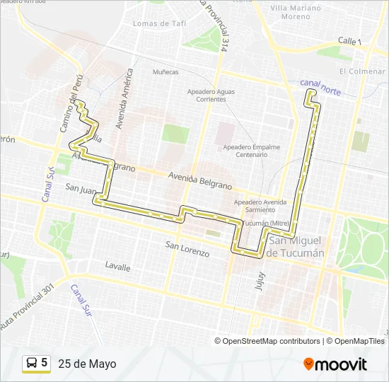 5 Bus Line Map