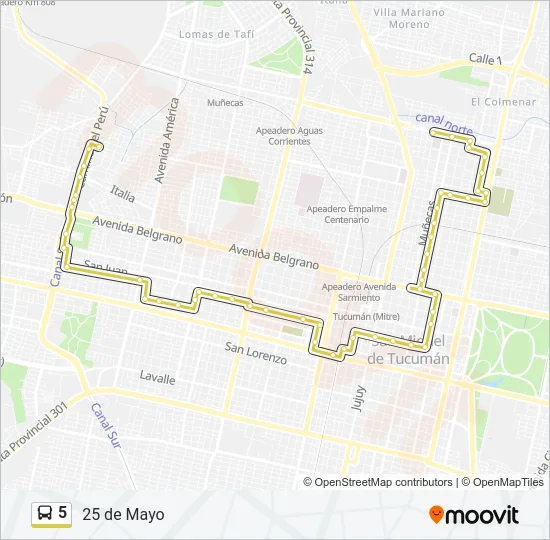 5 Bus Line Map