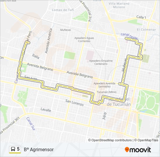 5 bus Line Map