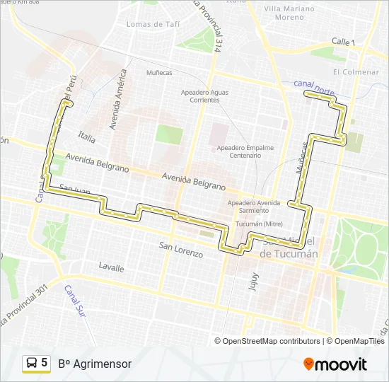 5 Bus Line Map