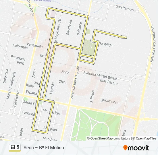 5 Bus Line Map