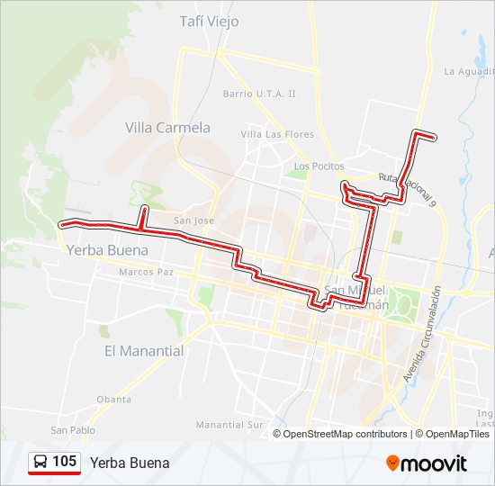 105 bus Line Map