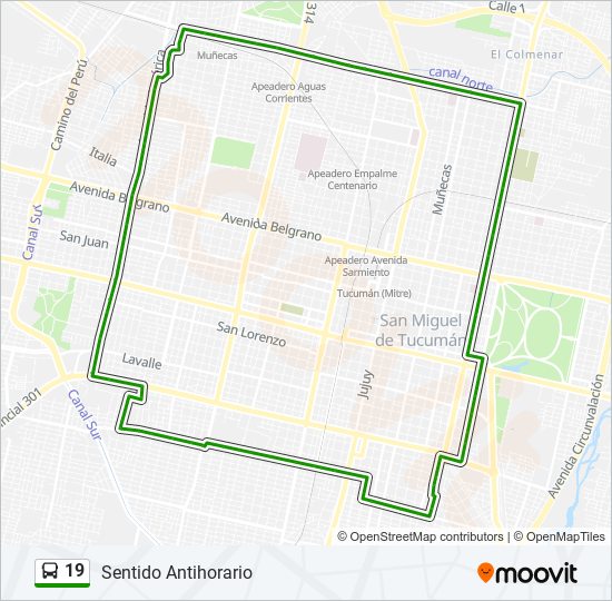 19 bus Line Map