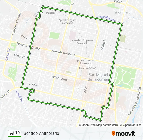 19 Bus Line Map