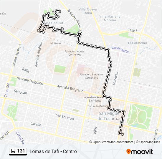 Mapa de 131 de autobús