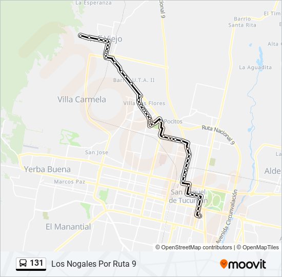 Mapa de 131 de autobús