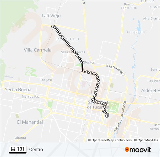 Mapa de 131 de autobús