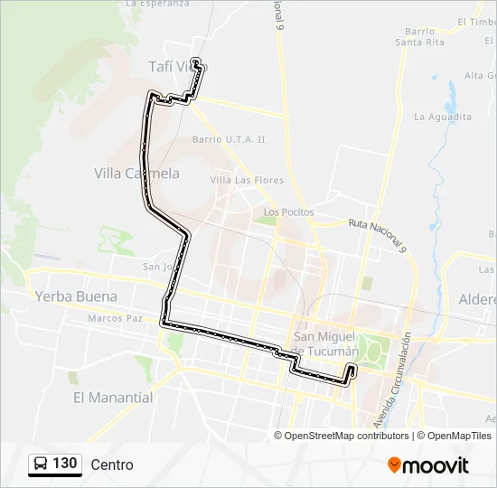 Mapa de 130 de autobús
