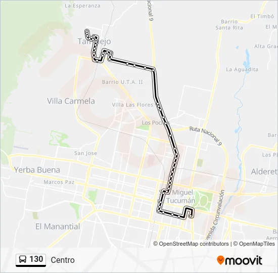 Mapa de 130 de autobús