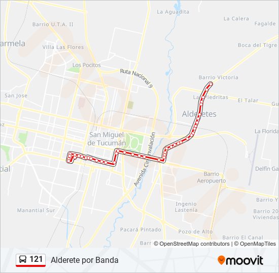 Mapa de 121 de autobús