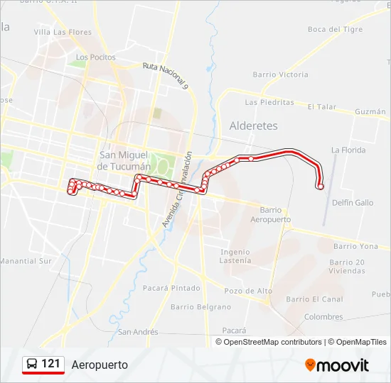 121 Bus Line Map