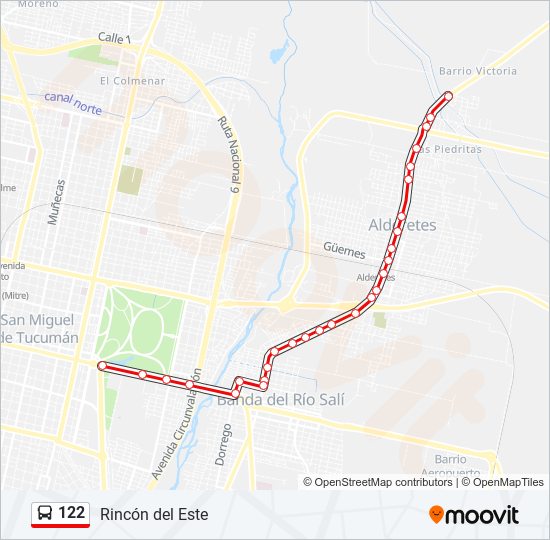 Mapa de 122 de autobús