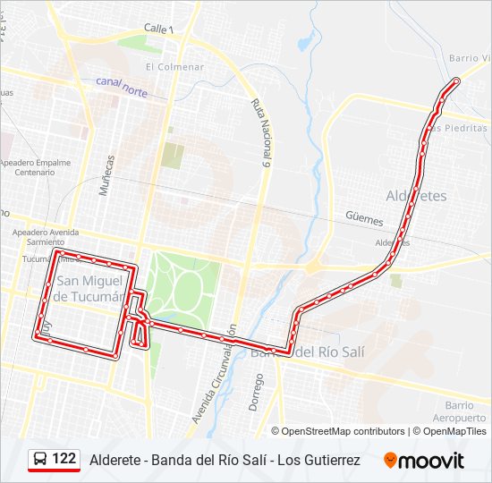 Mapa de 122 de autobús