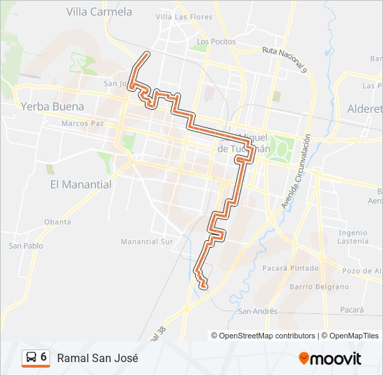 Mapa de 6 de autobús