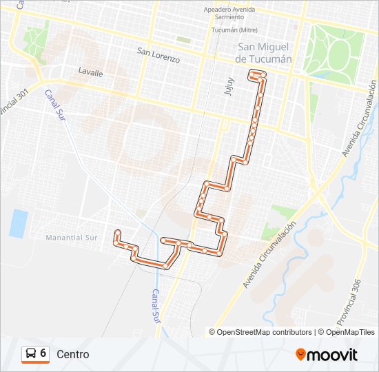 Mapa de 6 de autobús