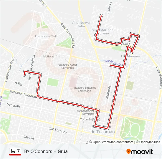 7 Bus Line Map
