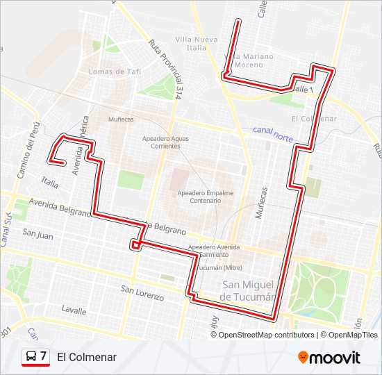 Mapa de 7 de autobús