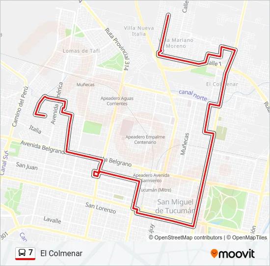 7 Bus Line Map