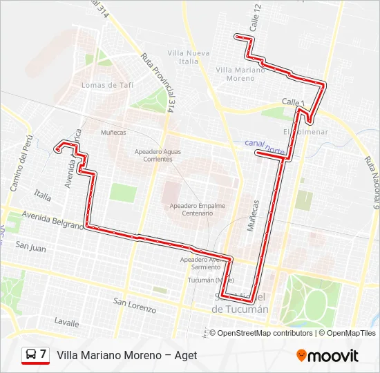 Mapa de 7 de autobús