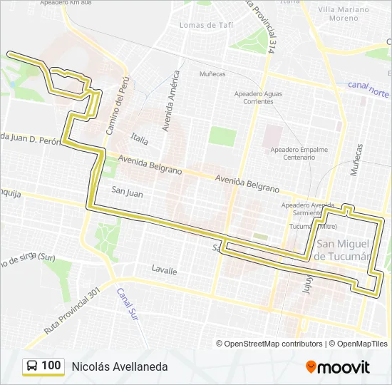 100 Bus Line Map