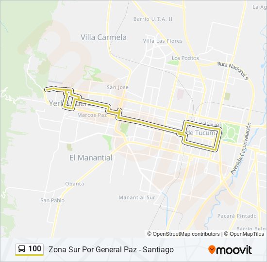 Mapa de 100 de autobús