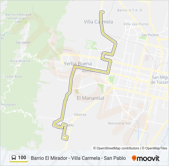 Mapa de 100 de autobús