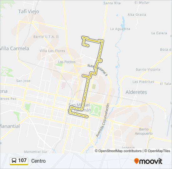 Ruta 107 horarios paradas y mapas Centro Actualizado