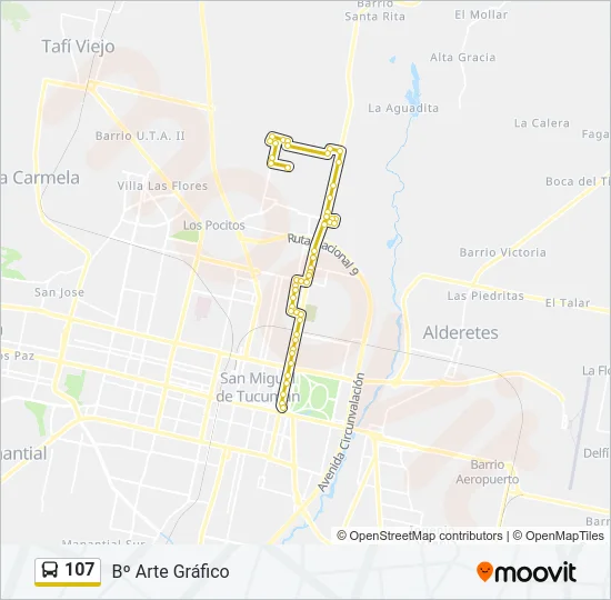107 Bus Line Map