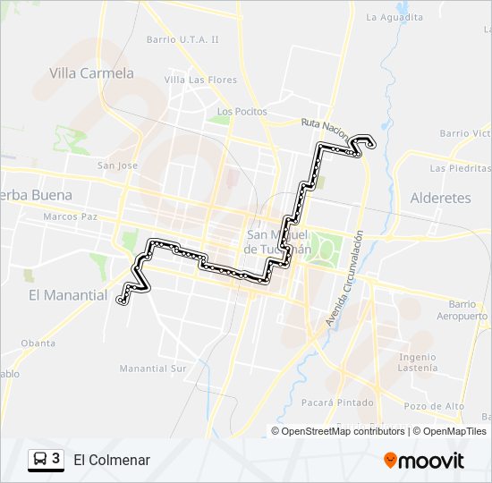 Mapa de 3 de autobús