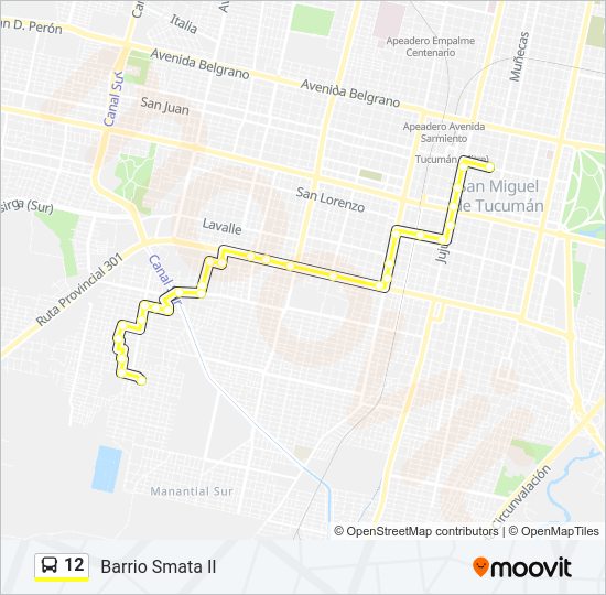 Mapa de 12 de autobús
