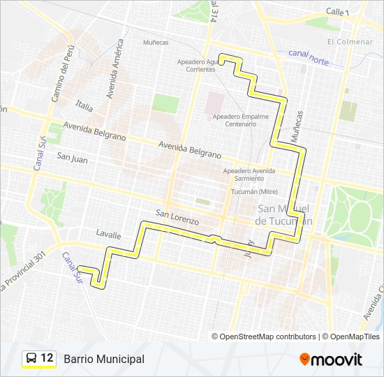Mapa de 12 de autobús