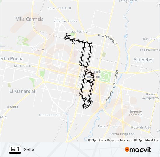 Mapa de 1 de autobús