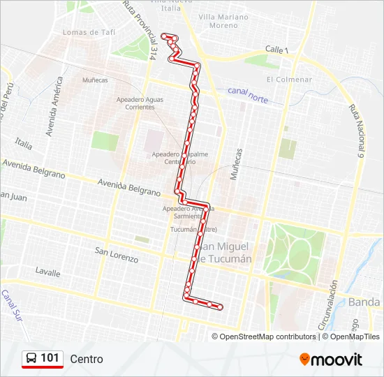 101 Bus Line Map