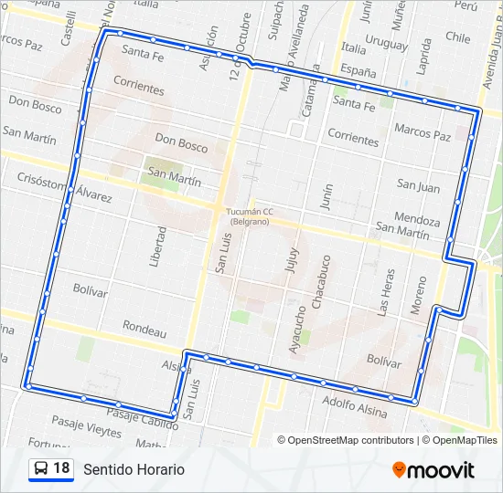 18 Bus Line Map