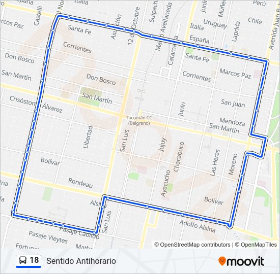 Mapa de 18 de autobús